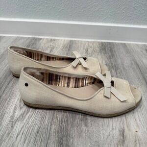 UGG Australia Open Toe Espadrille Flats with Bow Accent - Women's Size 7.5